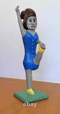 Denzil Goodpaster Carved Wood Kentucky Folk Art Sculpture Statue Figure Vtg Mcm