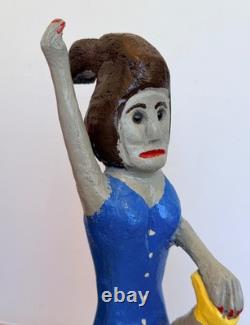 Denzil Goodpaster Carved Wood Kentucky Folk Art Sculpture Statue Figure Vtg Mcm