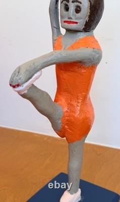 Denzil Goodpaster Carved Wood Kentucky Folk Art Sculpture Statue Figure Vtg Mcm