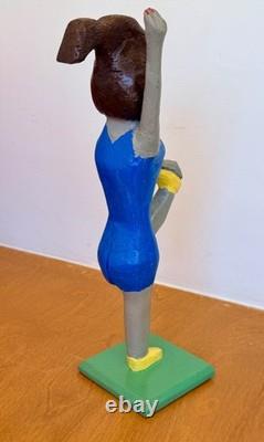 Denzil Goodpaster Carved Wood Kentucky Folk Art Sculpture Statue Figure Vtg Mcm