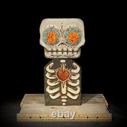 Dia De Muertos Calaca Wood Carving Mexican Folk Art Wood Art