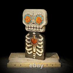 Dia De Muertos Calaca Wood Carving Mexican Folk Art Wood Art