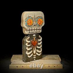 Dia De Muertos Calaca Wood Carving Mexican Folk Art Wood Art