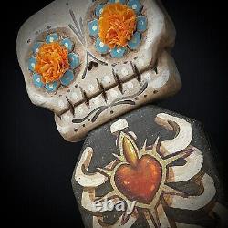 Dia De Muertos Calaca Wood Carving Mexican Folk Art Wood Art