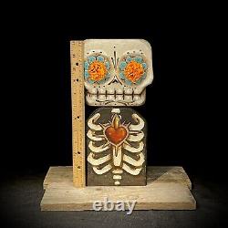 Dia De Muertos Calaca Wood Carving Mexican Folk Art Wood Art