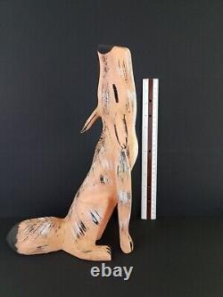 Duane Alvarez Carved Howling Coyote Signed Santa Fe New Mexico Folk Art 1990