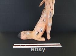 Duane Alvarez Carved Howling Coyote Signed Santa Fe New Mexico Folk Art 1990