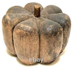 EARLY 1900s LARGE FOLK ART PRIMITIVE CARVED WOOD PUMPKIN FIGURE STUDY SCULPTURE