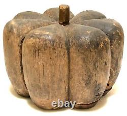 EARLY 1900s LARGE FOLK ART PRIMITIVE CARVED WOOD PUMPKIN FIGURE STUDY SCULPTURE