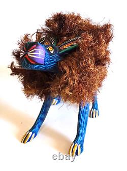 EFRAIN FUENTES Folk Art LION Alebrije HAND PAINTED Wood Carved OAXACA Mexico