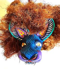EFRAIN FUENTES Folk Art LION Alebrije HAND PAINTED Wood Carved OAXACA Mexico