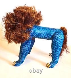 EFRAIN FUENTES Folk Art LION Alebrije HAND PAINTED Wood Carved OAXACA Mexico