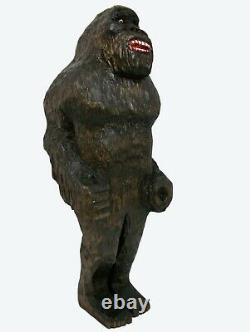 ENRAGED and THREATENED SASQUATCH -my hand carved signed figure