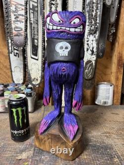 EVIL Monster Dude Chainsaw Carving BLACK WALNUT WOOD Monster 16 Tall UNIQUE