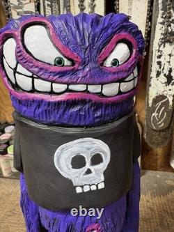 EVIL Monster Dude Chainsaw Carving BLACK WALNUT WOOD Monster 16 Tall UNIQUE