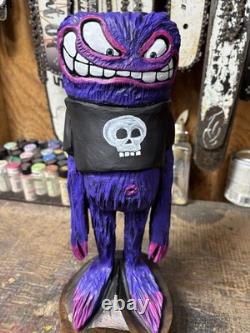 EVIL Monster Dude Chainsaw Carving BLACK WALNUT WOOD Monster 16 Tall UNIQUE
