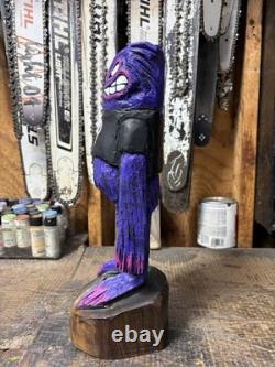 EVIL Monster Dude Chainsaw Carving BLACK WALNUT WOOD Monster 16 Tall UNIQUE