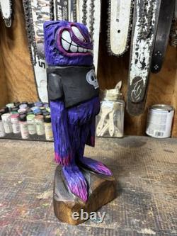 EVIL Monster Dude Chainsaw Carving BLACK WALNUT WOOD Monster 16 Tall UNIQUE