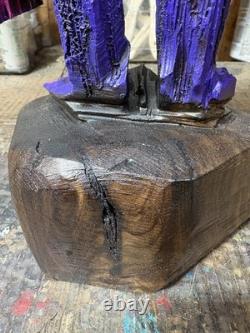 EVIL Monster Dude Chainsaw Carving BLACK WALNUT WOOD Monster 16 Tall UNIQUE