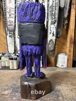 EVIL Monster Dude Chainsaw Carving BLACK WALNUT WOOD Monster 16 Tall UNIQUE