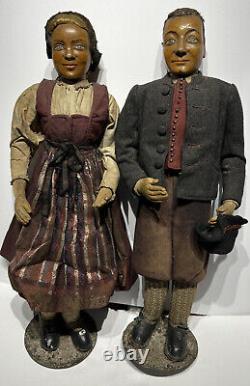 Early 1800s Antique Folk Art Dolls 19 Hand Carved Wooden Dolls Bavaria Germany