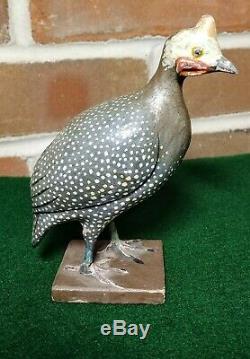 Early 1900's Folk Art Hand Carved Hand Painted Guinea Bird