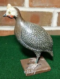 Early 1900's Folk Art Hand Carved Hand Painted Guinea Bird