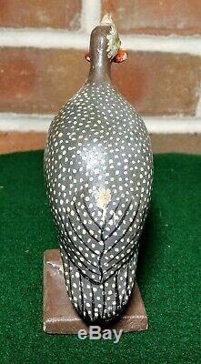 Early 1900's Folk Art Hand Carved Hand Painted Guinea Bird