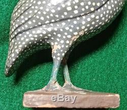 Early 1900's Folk Art Hand Carved Hand Painted Guinea Bird