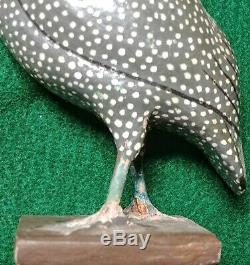 Early 1900's Folk Art Hand Carved Hand Painted Guinea Bird