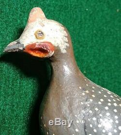 Early 1900's Folk Art Hand Carved Hand Painted Guinea Bird