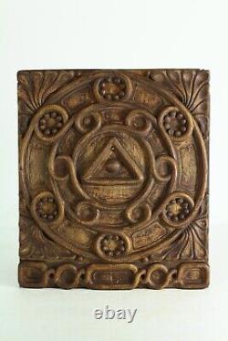 = Early 20th C. Hand Carved Plaque Mystical / Masonic / Old Fellows Folk Art