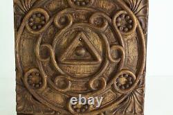 = Early 20th C. Hand Carved Plaque Mystical / Masonic / Old Fellows Folk Art