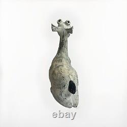 Early 20th Century Folk Art Carved Wood Deer Sculpture 10.5 x 10 Handcarved