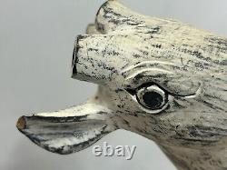 Early 20th Century Folk Art Carved Wood Deer Sculpture 10.5 x 10 Handcarved