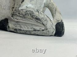Early 20th Century Folk Art Carved Wood Deer Sculpture 10.5 x 10 Handcarved