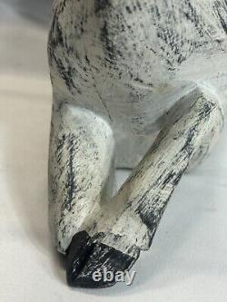 Early 20th Century Folk Art Carved Wood Deer Sculpture 10.5 x 10 Handcarved