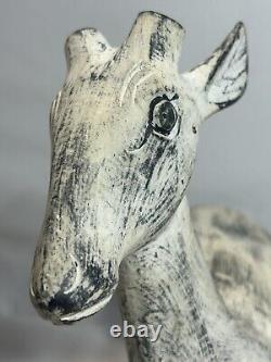 Early 20th Century Folk Art Carved Wood Deer Sculpture 10.5 x 10 Handcarved