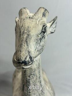 Early 20th Century Folk Art Carved Wood Deer Sculpture 10.5 x 10 Handcarved