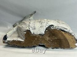 Early 20th Century Folk Art Carved Wood Deer Sculpture 10.5 x 10 Handcarved