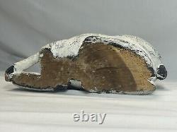 Early 20th Century Folk Art Carved Wood Deer Sculpture 10.5 x 10 Handcarved