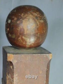 Early American Folk Art Carved Wood Masonic Lodge Pillars Globes Miniature 1860