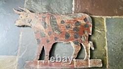 Early Americana Folk Art Wood Carved Farm Ranch Cow Advertising Trade Sign