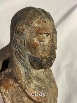 Early Antique Folk Art Carved Santos Sculpture of Jesus Christ wooden fragment