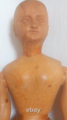 Early Antique French Artist Mannequin Doll, Wood, Folk Art, Hand Carved Pine 13