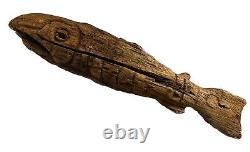 Early Antique Primitive Folk Art Carved Wooden Fish Nautical Trade Sign