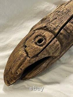 Early Antique Primitive Folk Art Carved Wooden Fish Nautical Trade Sign