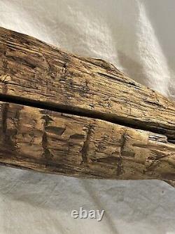 Early Antique Primitive Folk Art Carved Wooden Fish Nautical Trade Sign