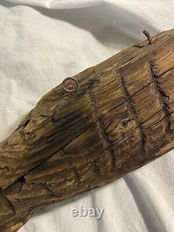 Early Antique Primitive Folk Art Carved Wooden Fish Nautical Trade Sign