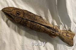 Early Antique Primitive Folk Art Carved Wooden Fish Nautical Trade Sign